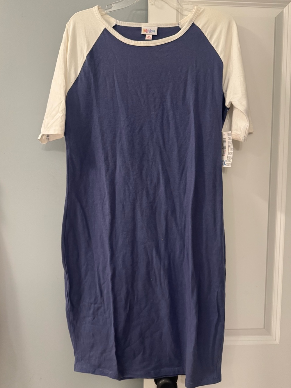 LuLaRoe Navy and White Raglan Style Julia Dress Size XL 16 18 NEW NWT